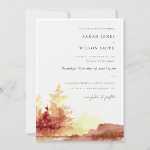Carte De Remerciements Burnt Orange Yellow Fall Trees Wedding Invite