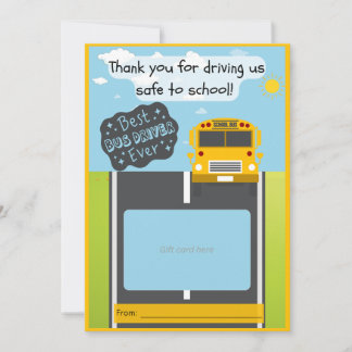 Carte De Remerciements Bus driver gift card holder thank you card