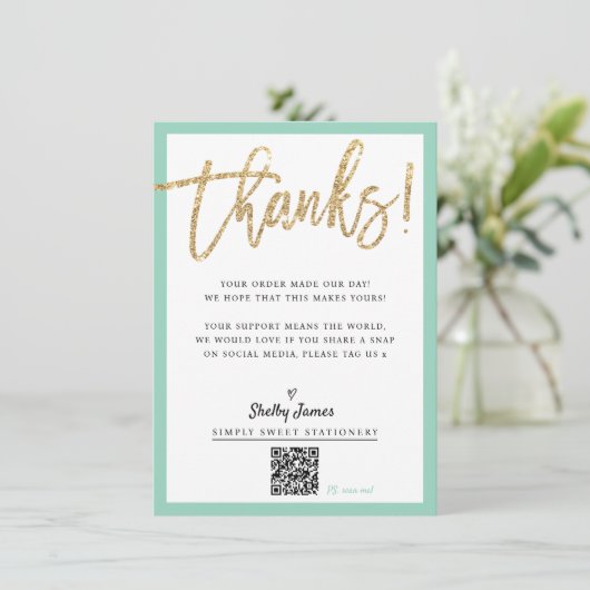 Carte De Remerciements BUSINESS INSERT moderne chic parties scintillant s (Debout devant)