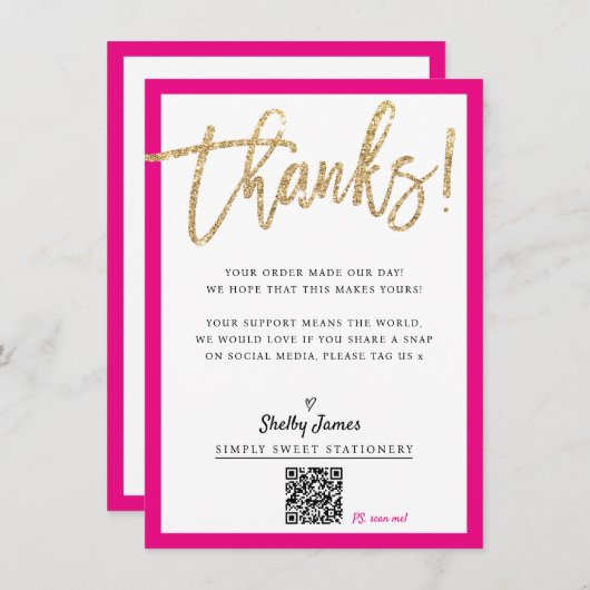 Carte De Remerciements BUSINESS INSERT moderne chic script de parties sci (Devant / Derrière)