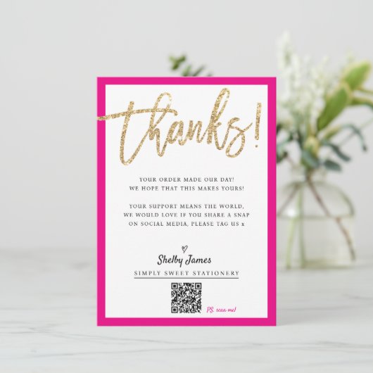 Carte De Remerciements BUSINESS INSERT moderne chic script de parties sci (Debout devant)