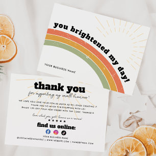 Carte De Remerciements Business Retro les années 70 Rainbow Sun illuminé 