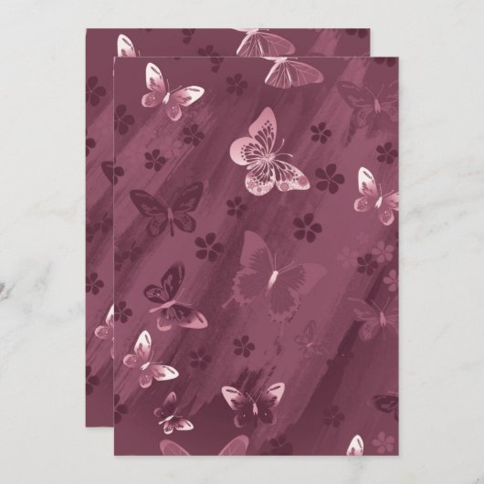 Carte De Remerciements Butterfly Pattern 16 (Devant / Derrière)