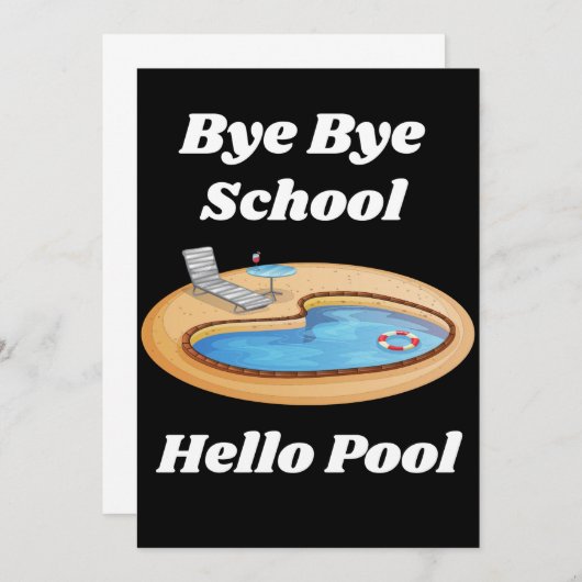 Carte De Remerciements Bye Bye School Hello Pool (Devant / Derrière)