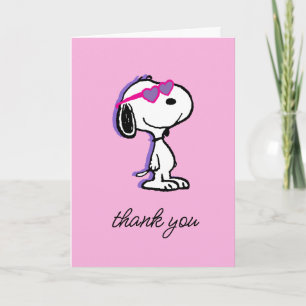 Carte De Remerciements cacahuètes   Lunettes de soleil Coeur Snoopy