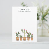 Carte De Remerciements Cactus d'aquarelle (Debout devant)