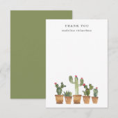 Carte De Remerciements Cactus d'aquarelle (Devant / Derrière)