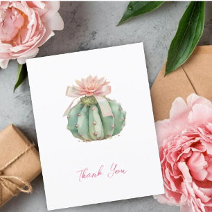 Carte De Remerciements Cactus Ruban rose Bébé fille Douche
