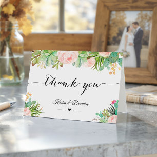 Carte De Remerciements Cactus Succulent Rustique Mariage Floral
