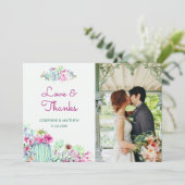 Carte De Remerciements Cactus Succulents Photo Mariage (Debout devant)