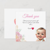 Carte de remerciements cadeau bébé (Devant / Derrière)