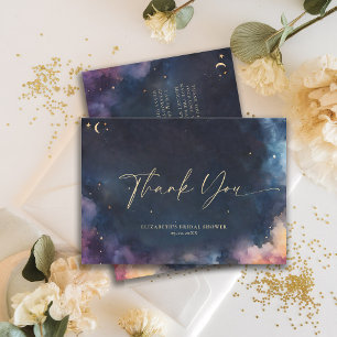 Carte De Remerciements Cadeau Céleste Galaxie Nuit Étoilée Bleu Minuit
