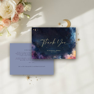 Carte De Remerciements Cadeau céleste Midnight Blue Stars Galaxie cosmiqu