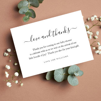 Carte De Remerciements Cadeau de Baby shower de 3,5 po x 5 po personnalis