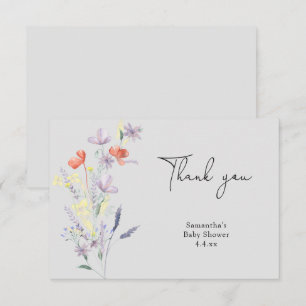 Carte De Remerciements Cadeau de baby shower fleurs sauvages