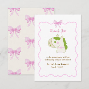 Carte De Remerciements Cadeau de Baby Shower Personnalisé Cheval Rose pou