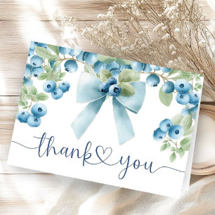 Carte De Remerciements Cadeau de Bébé Bleuet Remerciement Plié Bleu
