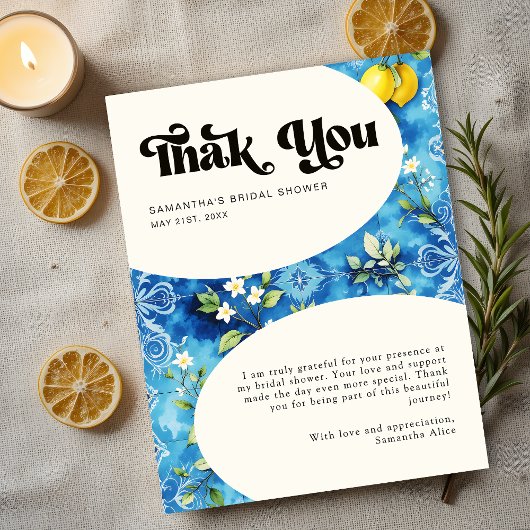 Carte De Remerciements Cadeau de Fiançailles Citron Citrus Italien Posita