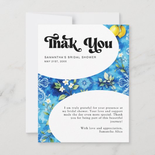 Carte De Remerciements Cadeau de Fiançailles Citron Citrus Positano Amalf (Devant)