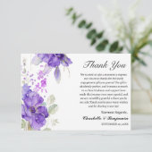 Carte De Remerciements Cadeau de fiançailles floral pourpre à l'aquarelle (Debout devant)