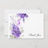 Carte De Remerciements Cadeau de fiançailles floral pourpre à l'aquarelle (Dos)