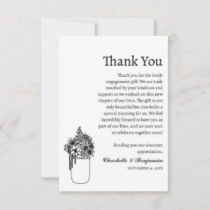 Carte De Remerciements Cadeau de fiançailles minimaliste rustique charman