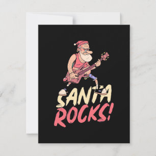 Carte De Remerciements Cadeau de Noël Père Noël Rocks Guitare