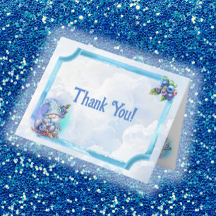 Carte De Remerciements Cadeau de Remerciement Gnome Bleuet Baby Shower