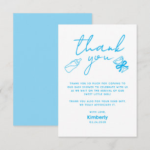 Carte De Remerciements Cadeau de remerciement pour Baby Shower Bouteille 