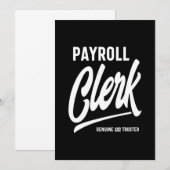 Carte De Remerciements Cadeau de titre d'emploi de commis de paie (Devant / Derrière)