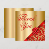 Carte De Remerciements Cadeau Glam en or et léopard rouge (Devant / Derrière)