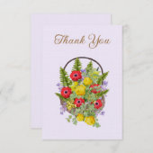 Carte de remerciements cadeau Panier à fleurs vint (Devant / Derrière)