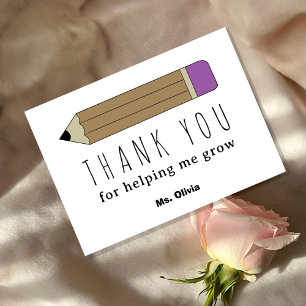 Carte De Remerciements Cadeau personnalisé Appréciation de l'enseignant N