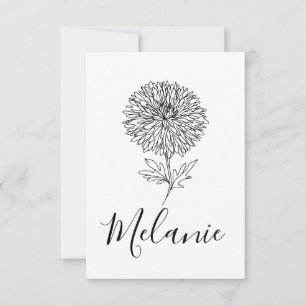 Carte De Remerciements Cadeau personnalisé septembre Aster Flower pour la