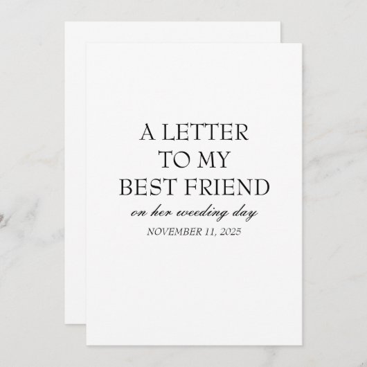 Carte De Remerciements Cadeaux de mariée personnalisés "À ma meilleure am (Devant / Derrière)