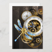 Carte De Remerciements Cadran Steampunk avec libellule (Devant / Derrière)