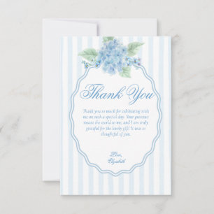 Carte De Remerciements Cadre à festons élégant à l'hydrangea bleu victori
