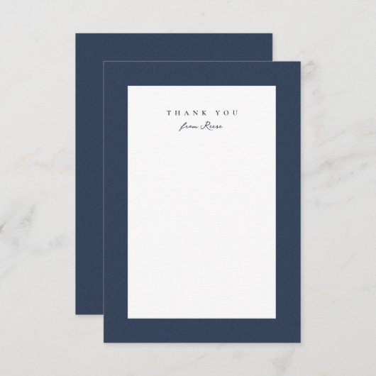 Carte De Remerciements Cadre à tweets classique simple bleu marine person (Devant / Derrière)