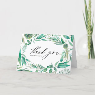 Carte De Remerciements Cadre aquarelle boho eucalyptus et succulentes 