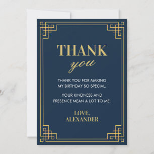 Carte De Remerciements Cadre Art déco Gatsby Or Navy Chic