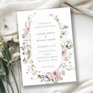 Carte De Remerciements Cadre de fleurs sauvages de lilas rose pour invita