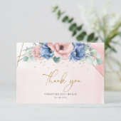 Carte De Remerciements Cadre de mariage rose pastel tendre bleu poussiére (Debout devant)