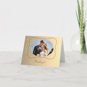 Carte De Remerciements Cadre de mariage royal pailleté or