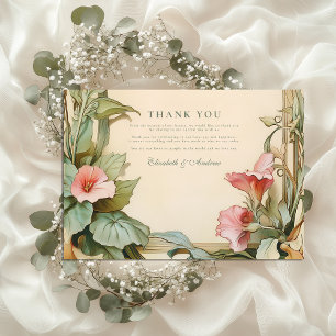 Carte De Remerciements Cadre de vigne rose pour mariage