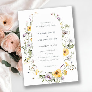 Carte De Remerciements Cadre d'invitation de mariage de fleurs sauvages d