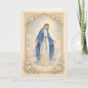Carte De Remerciements Cadre doré catholique traditionnel Notre-Dame de G