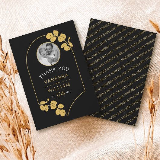 Carte De Remerciements Cadre et feuille d'inspiration bijouterie