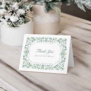 Carte De Remerciements Cadre Floral Botanique Vintage Vert Sauge Mariage