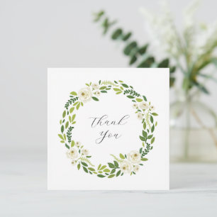 Carte De Remerciements Cadre Floral Rose Blanche Luxueux