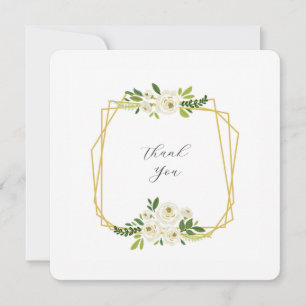 Carte De Remerciements Cadre Floral Rose Blanche Luxueux